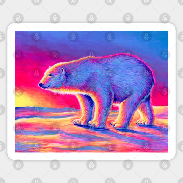 Sunset Polar Bear Sticker by rebeccawangart